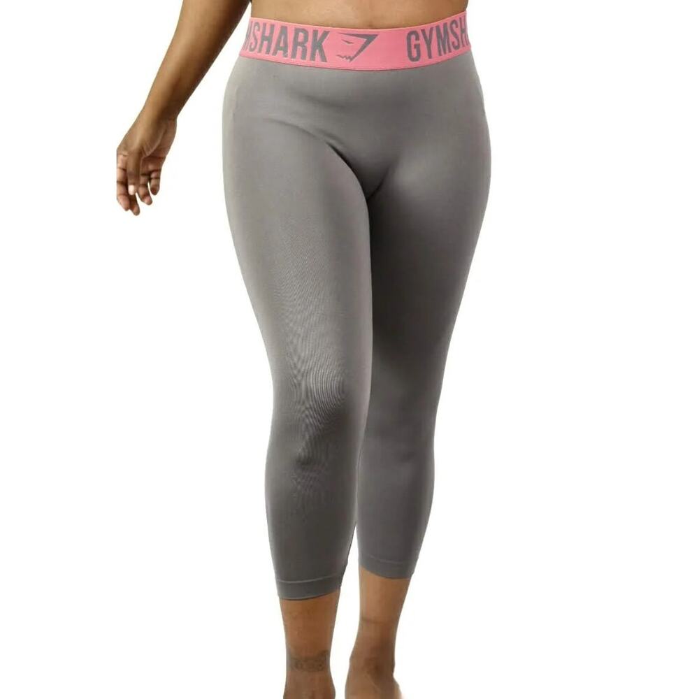 Gymshark Rose Pink Waist Cropped Slate Gray Leggings